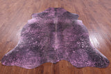 Pink Metallic Natural Hair-On Cowhide Rug - 7' 9" X 6' 5" - Golden Nile