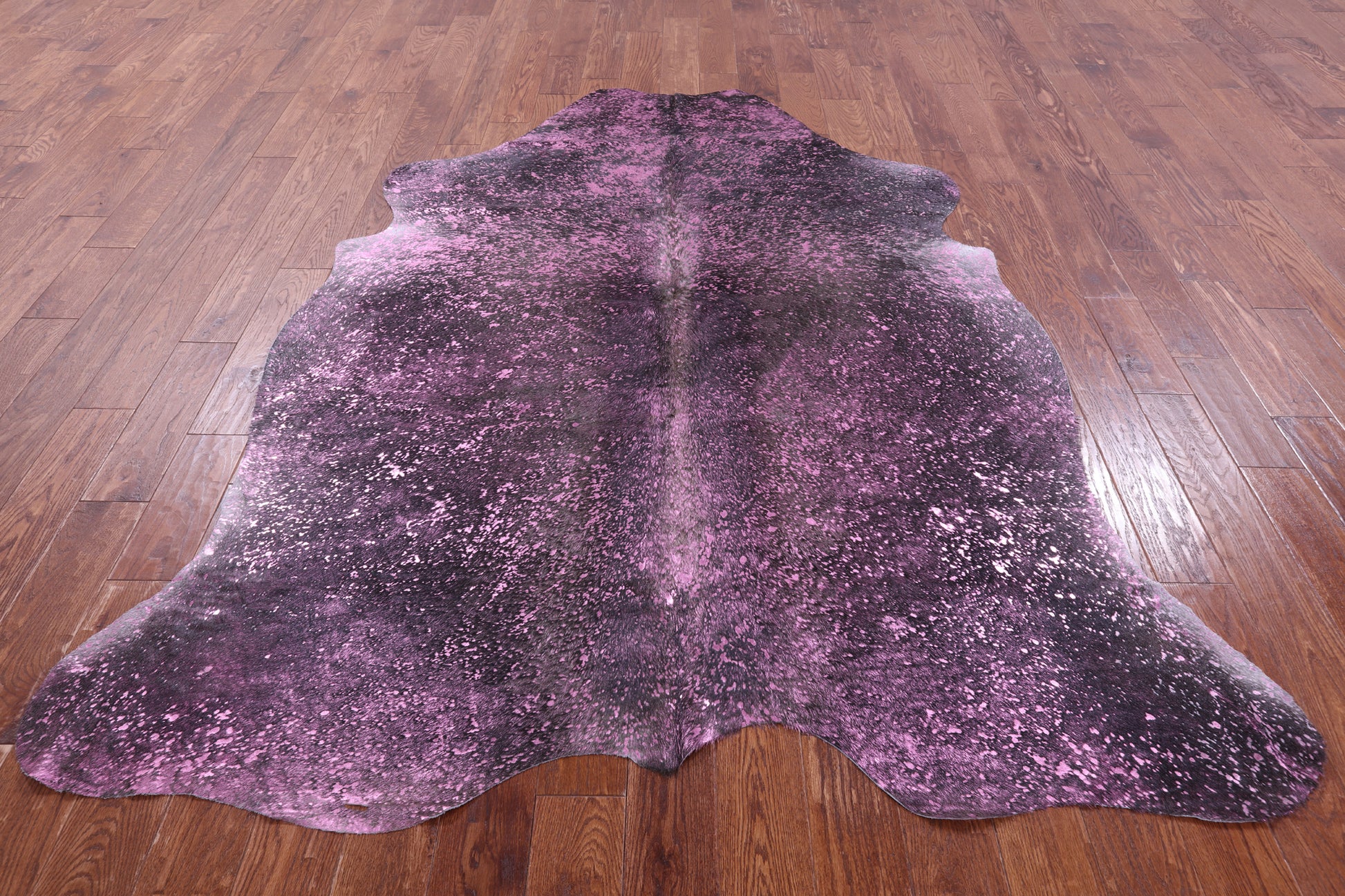 Pink Metallic Natural Hair-On Cowhide Rug - 7' 9" X 6' 5" - Golden Nile