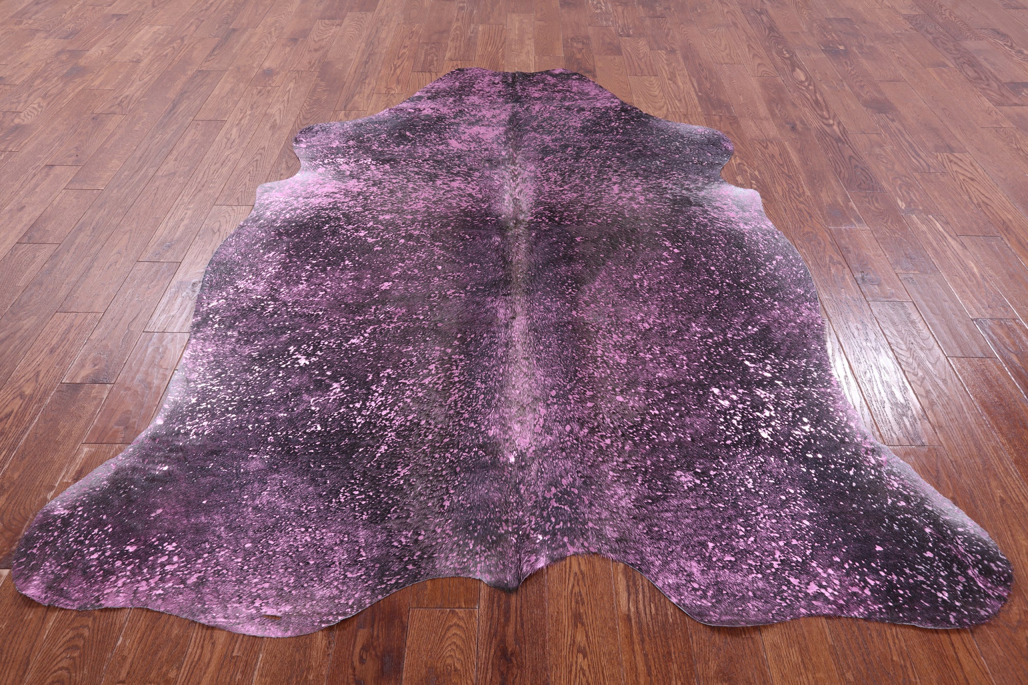 Pink Metallic Natural Hair-On Cowhide Rug - 7' 9" X 6' 5" - Golden Nile