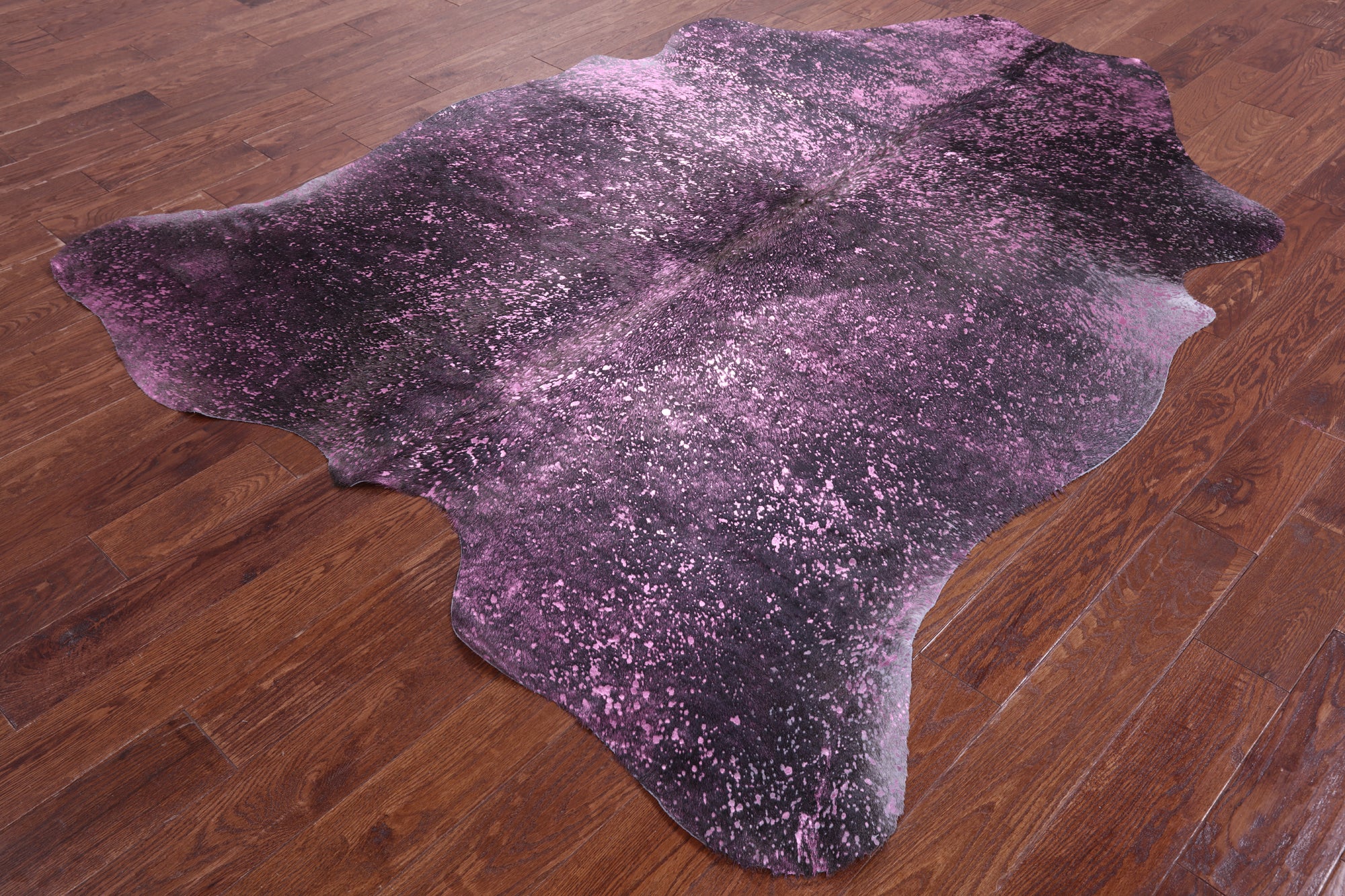 Pink Metallic Natural Hair-On Cowhide Rug - 7' 9" X 6' 5" - Golden Nile