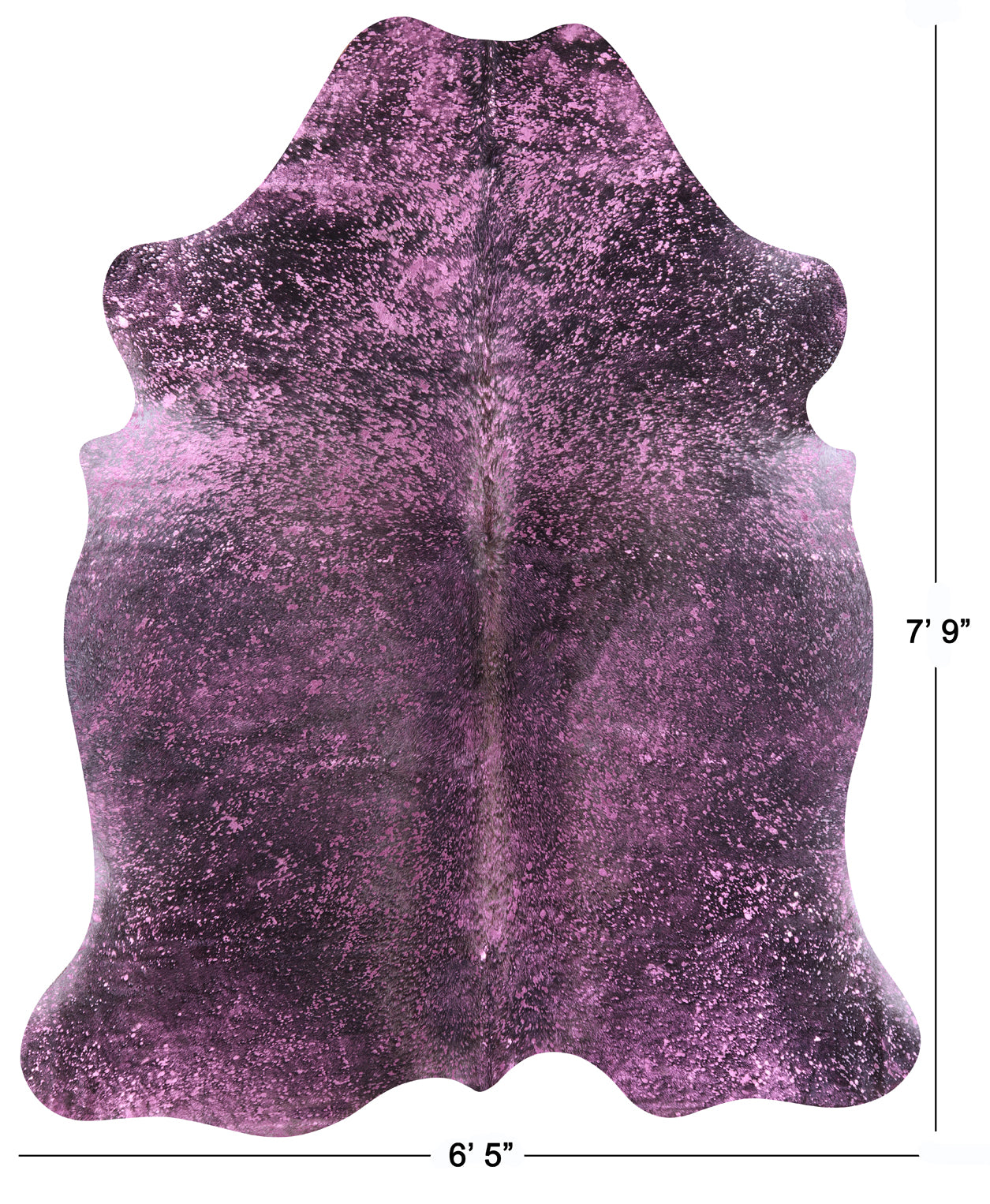 Pink Metallic Natural Hair-On Cowhide Rug - 7' 9" X 6' 5" - Golden Nile