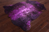Pink Metallic Natural Hair-On Cowhide Rug - 6' 1" X 6' 0" - Golden Nile