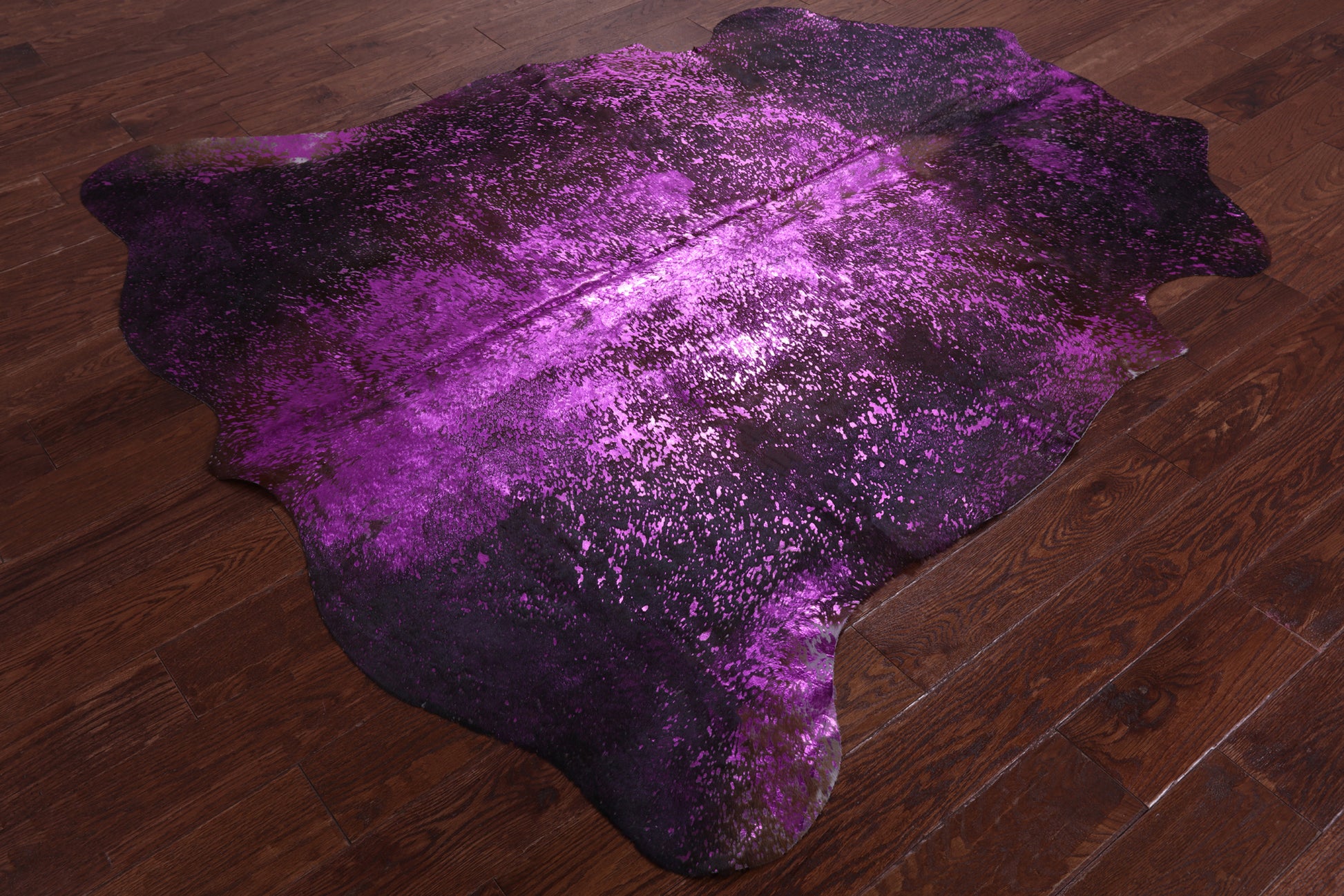 Pink Metallic Natural Hair-On Cowhide Rug - 6' 1" X 6' 0" - Golden Nile