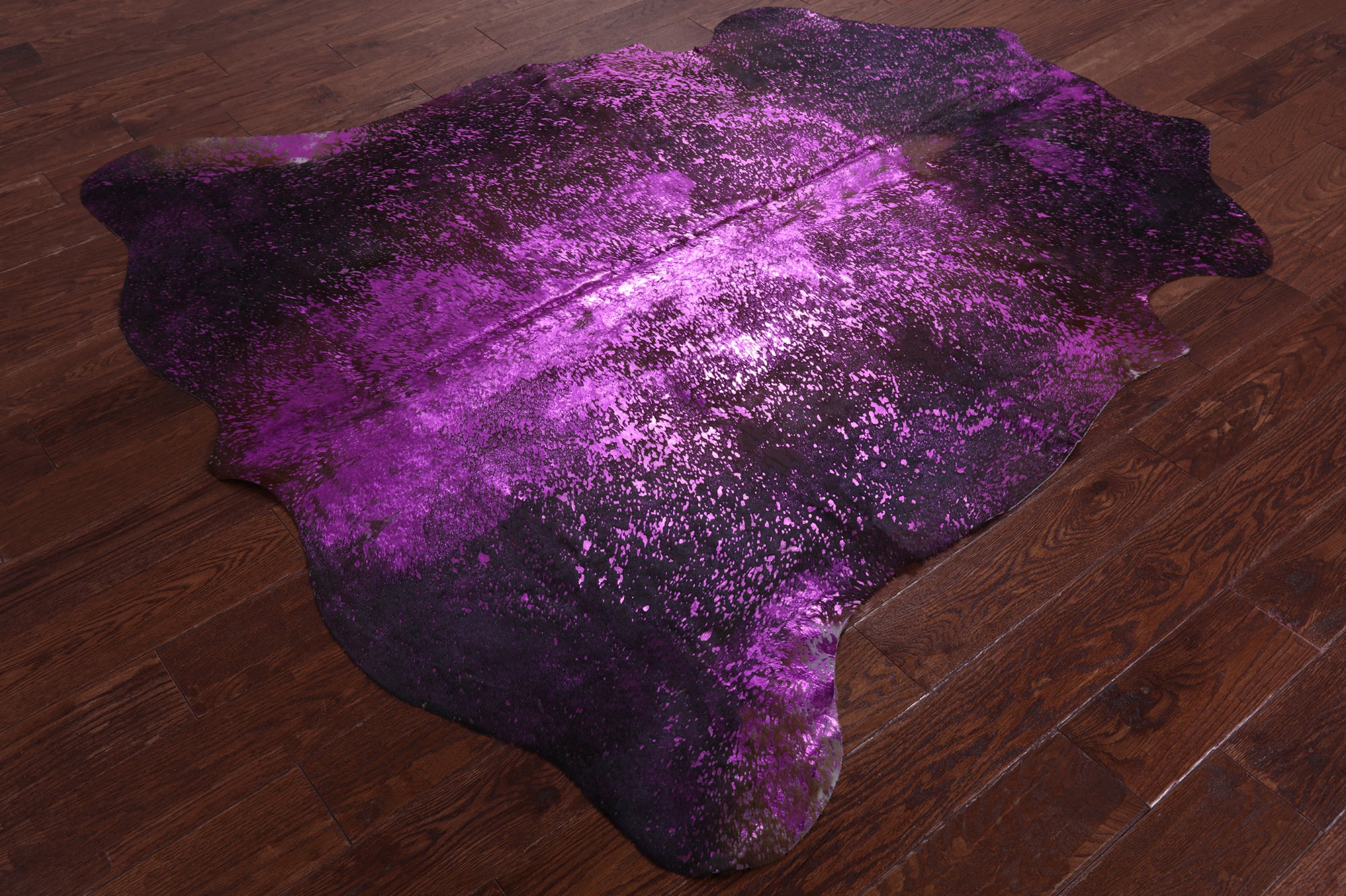 Pink Metallic Natural Hair-On Cowhide Rug - 6' 1" X 6' 0" - Golden Nile