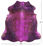 Pink Metallic Natural Hair-On Cowhide Rug - 6' 1" X 6' 0" - Golden Nile