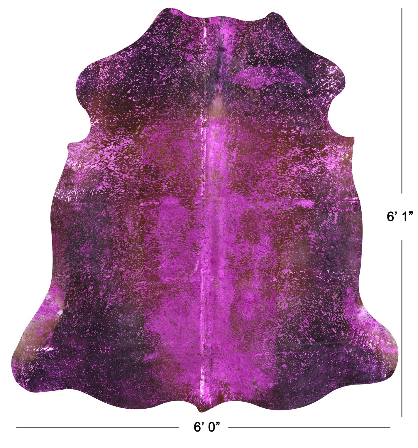 Pink Metallic Natural Hair-On Cowhide Rug - 6' 1" X 6' 0" - Golden Nile