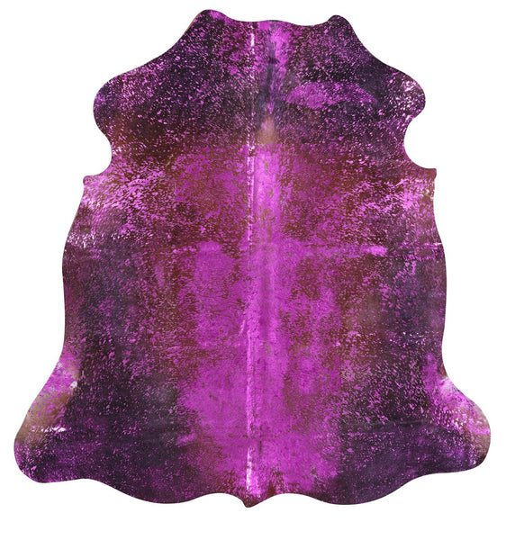Pink Metallic Natural Hair-On Cowhide Rug - 6' 1" X 6' 0" - Golden Nile