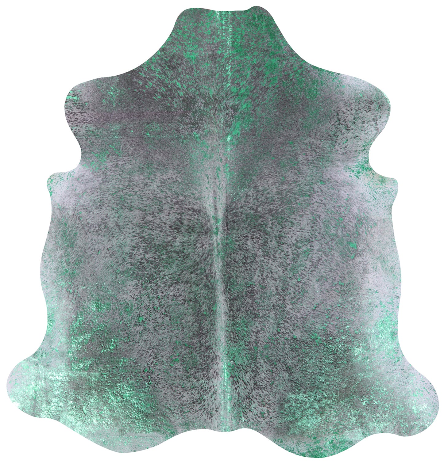 Green Metallic Natural Hair-On Cowhide Rug - 6' 9" X 6' 8" - Golden Nile