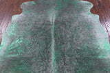 Green Metallic Natural Hair-On Cowhide Rug - 6' 9" X 6' 8" - Golden Nile