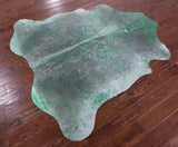 Green Metallic Natural Hair-On Cowhide Rug - 6' 9" X 6' 8" - Golden Nile