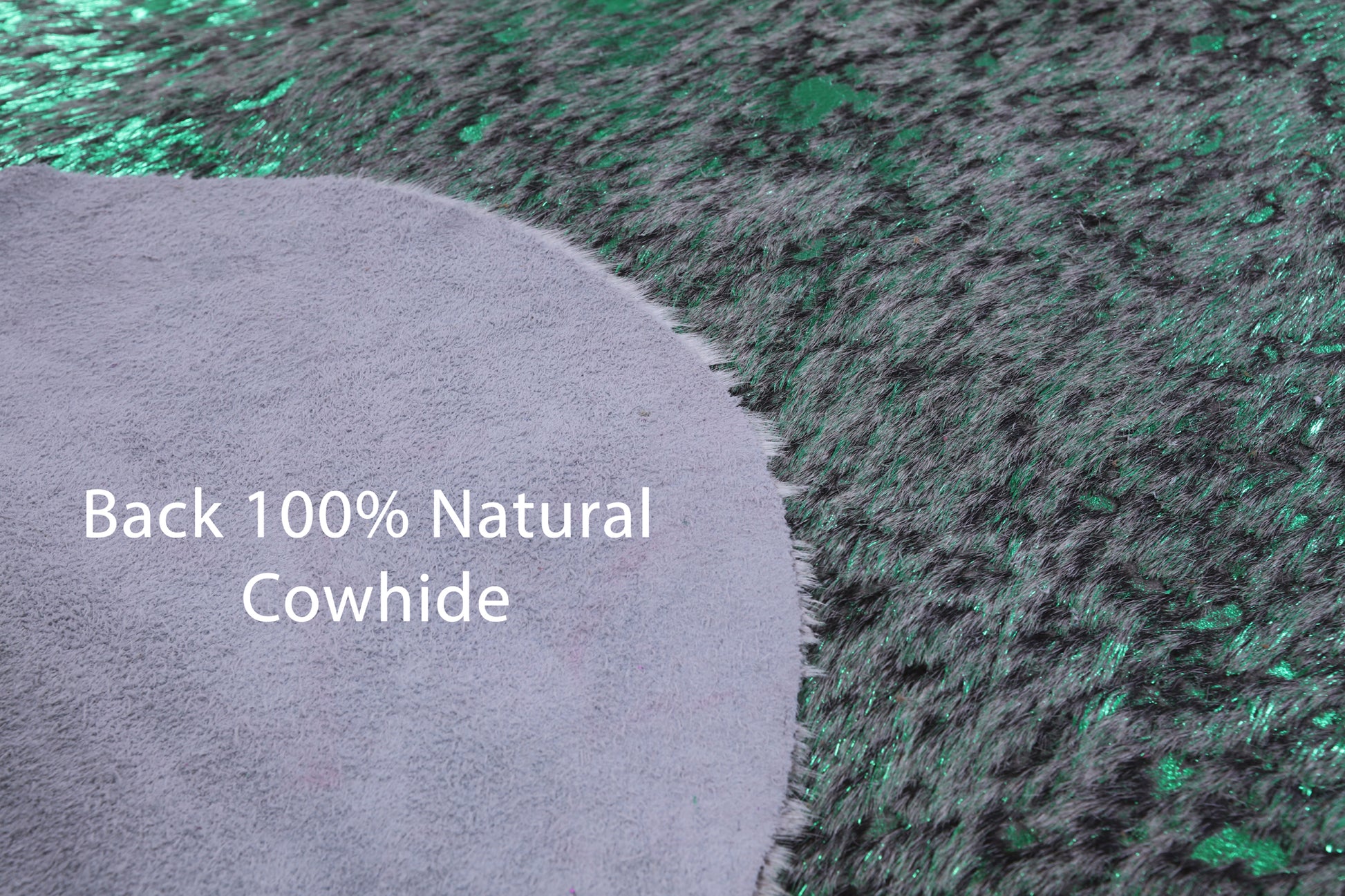 Green Metallic Natural Hair-On Cowhide Rug - 6' 9" X 6' 8" - Golden Nile