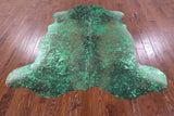Green Metallic Natural Hair-On Cowhide Rug - 6' 7" X 6' 7" - Golden Nile