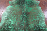 Green Metallic Natural Hair-On Cowhide Rug - 6' 7" X 6' 7" - Golden Nile