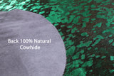 Green Metallic Natural Hair-On Cowhide Rug - 6' 7" X 6' 7" - Golden Nile