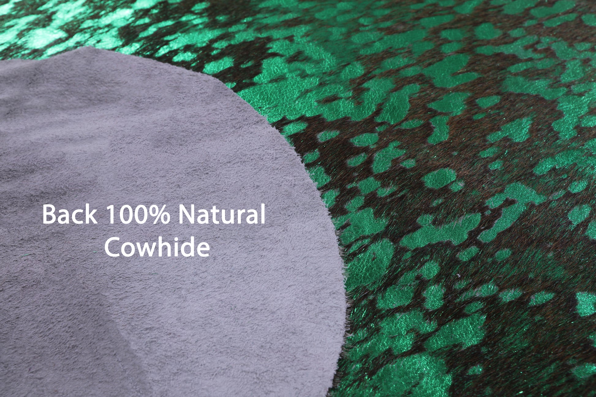 Green Metallic Natural Hair-On Cowhide Rug - 6' 7" X 6' 7" - Golden Nile