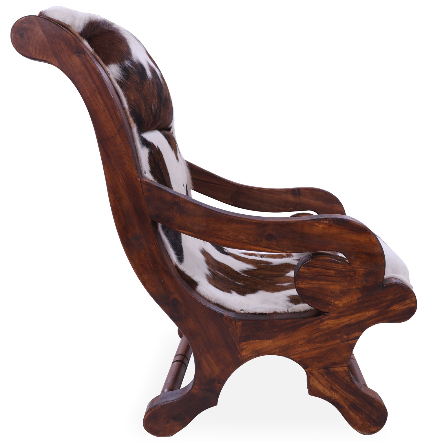 Hair-On Cowhide Handcrafted Reclaimed Wood Chair - Golden Nile