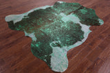 Green Metallic Natural Hair-On Cowhide Rug - 7' 1" X 6' 8" - Golden Nile