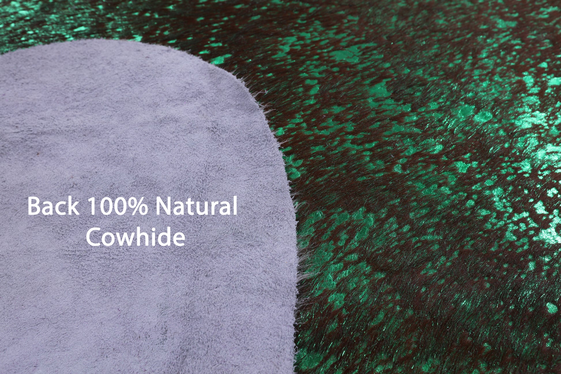 Green Metallic Natural Hair-On Cowhide Rug - 7' 1" X 6' 8" - Golden Nile