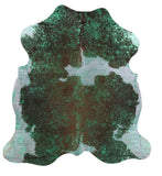 Green Metallic Natural Hair-On Cowhide Rug - 7' 1" X 6' 8" - Golden Nile