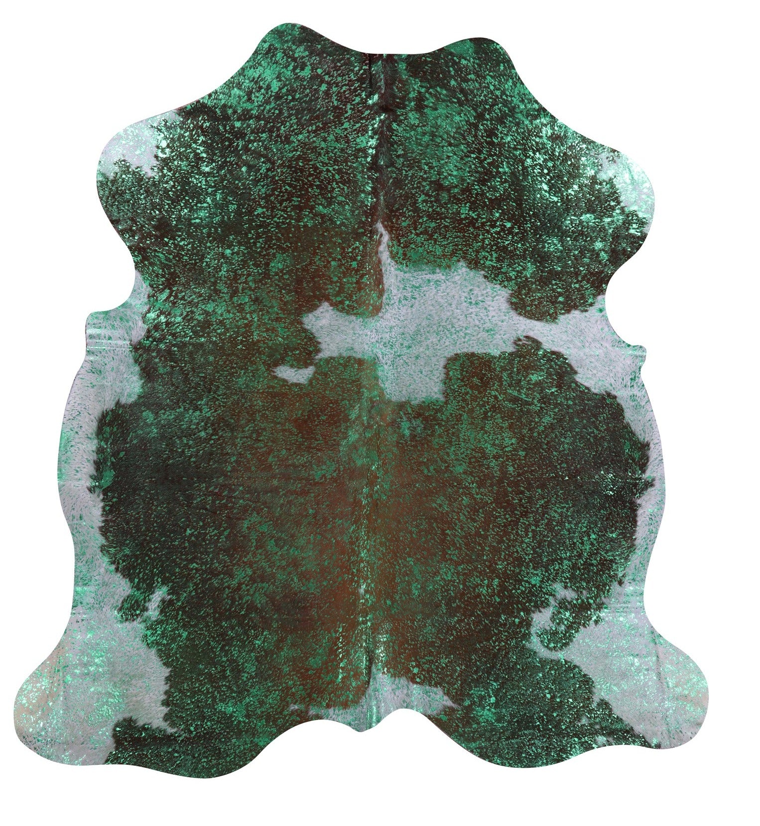 Green Metallic Natural Hair-On Cowhide Rug - 7' 1" X 6' 8" - Golden Nile