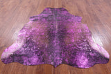 Pink Metallic Natural Hair-On Cowhide Rug - 6' 10" X 6' 5" - Golden Nile