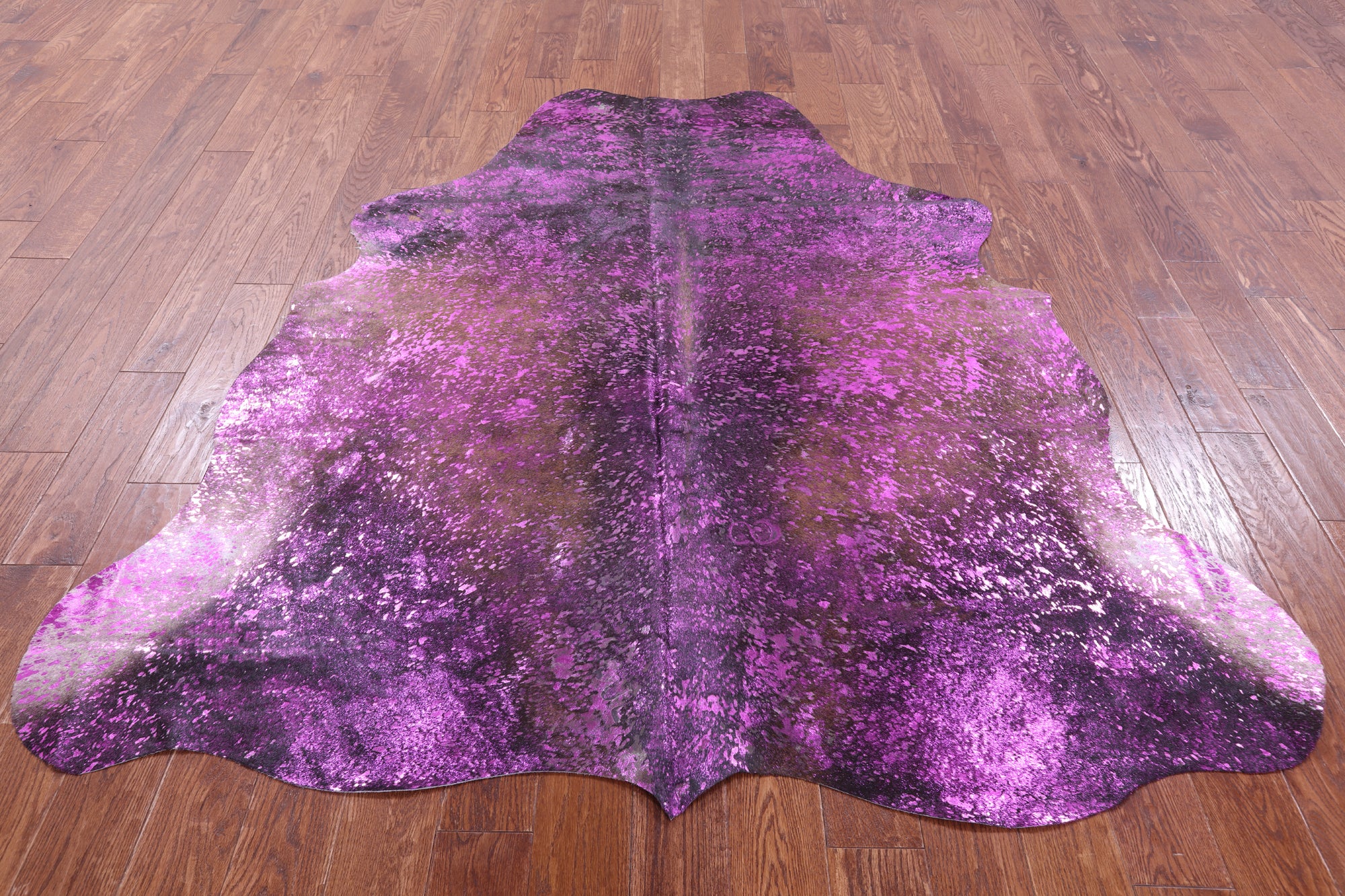 Pink Metallic Natural Hair-On Cowhide Rug - 6' 10" X 6' 5" - Golden Nile