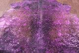 Pink Metallic Natural Hair-On Cowhide Rug - 6' 10" X 6' 5" - Golden Nile