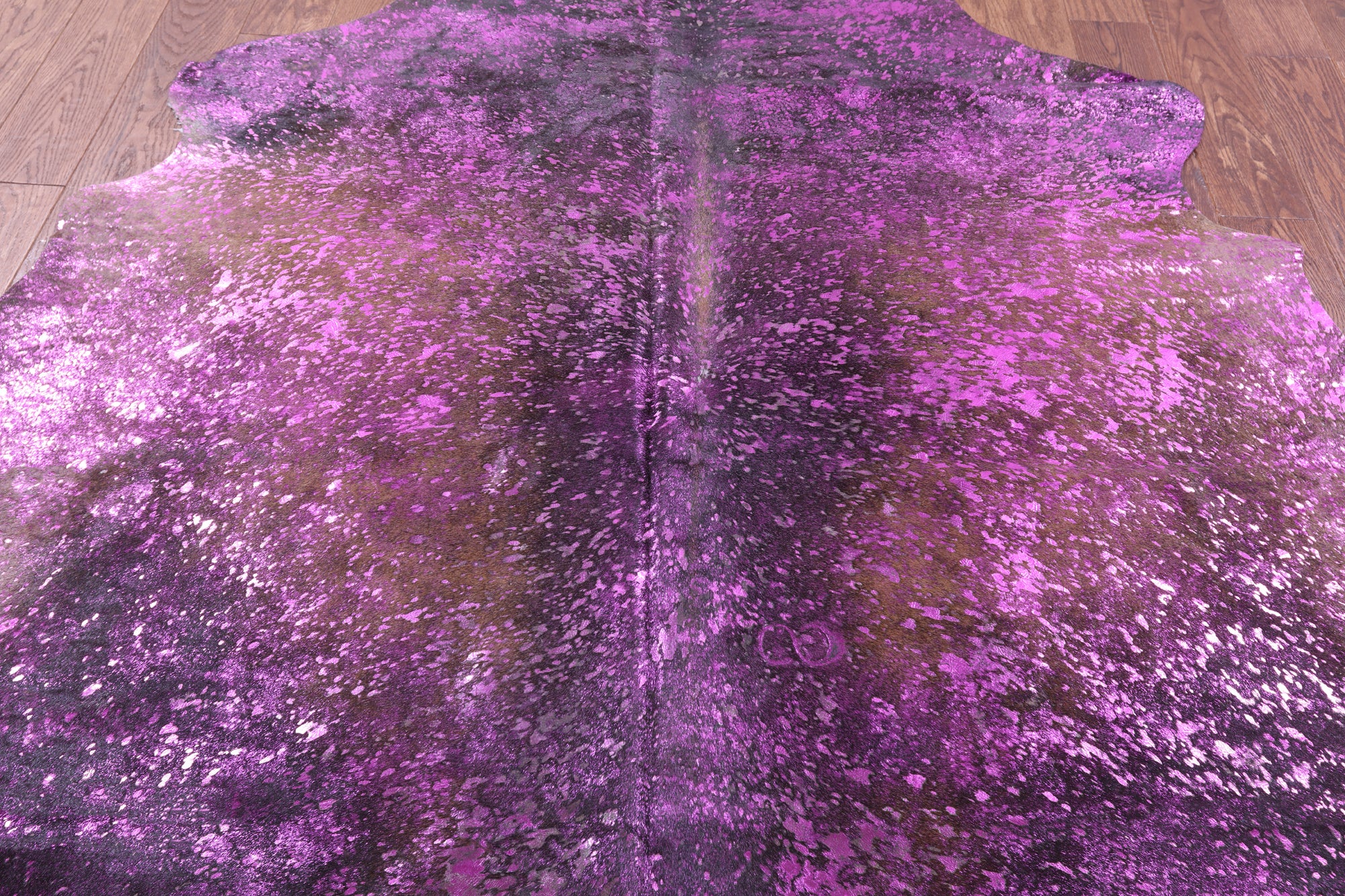 Pink Metallic Natural Hair-On Cowhide Rug - 6' 10" X 6' 5" - Golden Nile