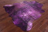 Pink Metallic Natural Hair-On Cowhide Rug - 6' 10" X 6' 5" - Golden Nile
