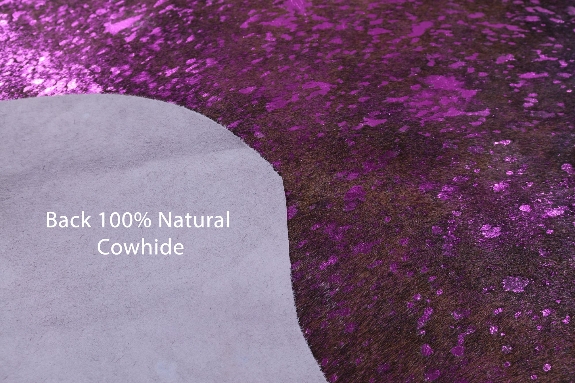 Pink Metallic Natural Hair-On Cowhide Rug - 6' 10" X 6' 5" - Golden Nile