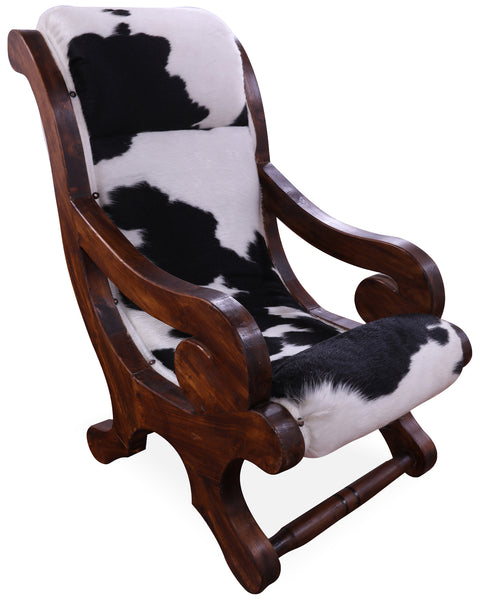 Hair-On Cowhide Handcrafted Reclaimed Wood Chair - Golden Nile