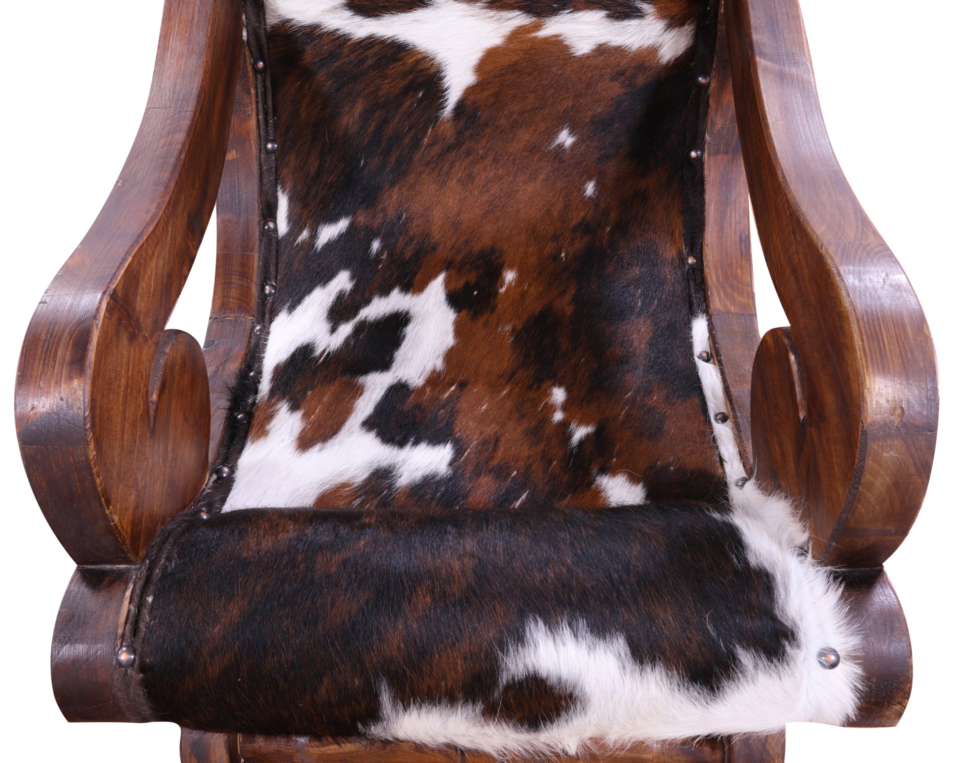 Hair-On Cowhide Handcrafted Reclaimed Wood Chair - Golden Nile