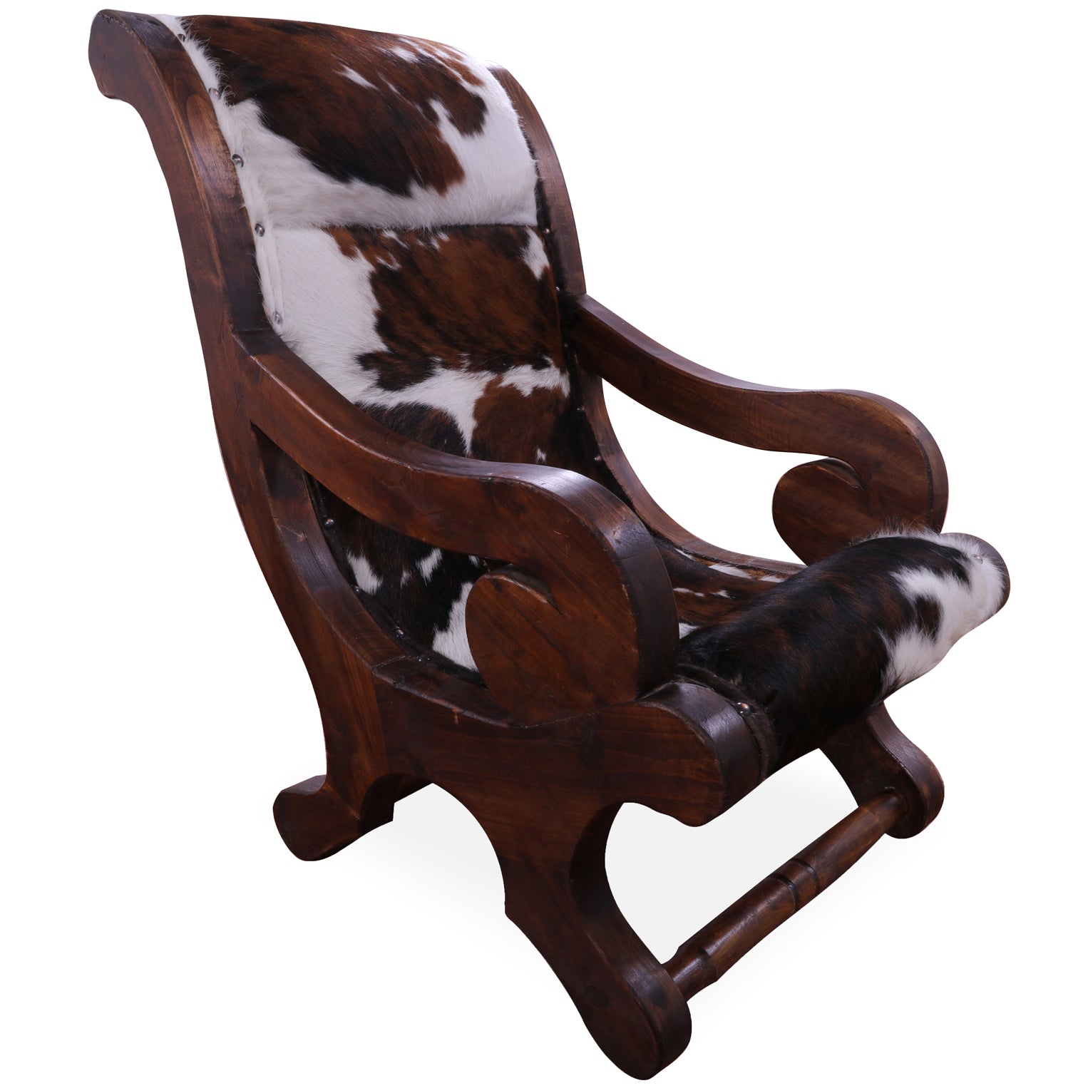 Hair-On Cowhide Handcrafted Reclaimed Wood Chair - Golden Nile
