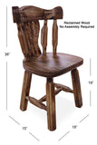 Reclaimed Wood Dining Chair - Handcarved Back Sunflower Natural Color - Golden Nile
