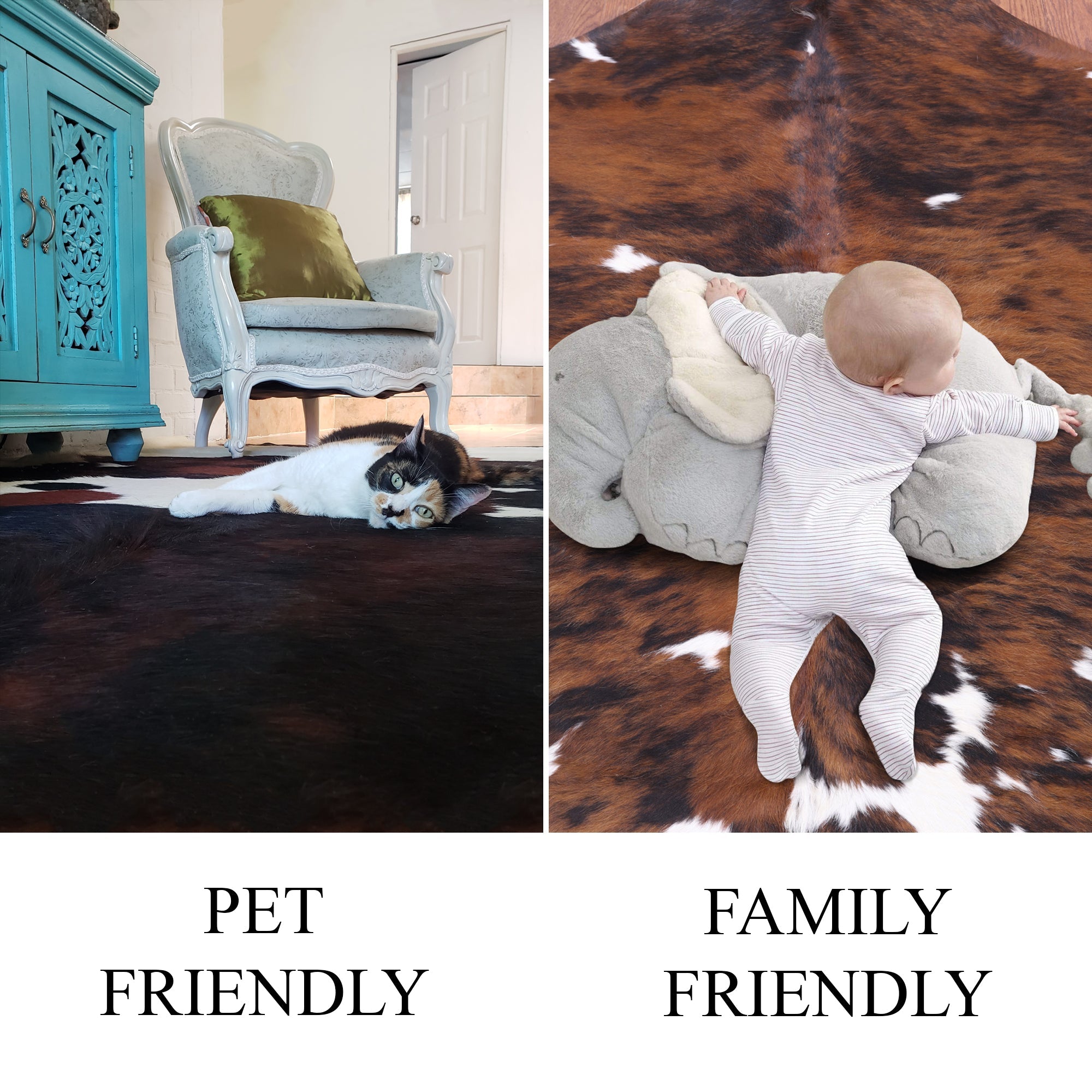 Brindle Natural Hair-On Cowhide Rug - 6' 3" X 5' 8" - Golden Nile