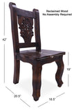 Reclaimed Wood Dining Chair - Handcarved Back Sunflower - Golden Nile
