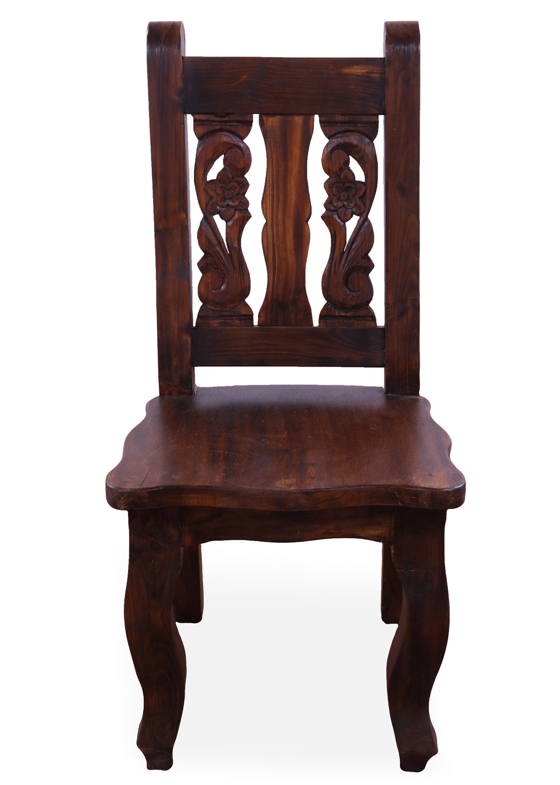 Reclaimed Wood Dining Chair - Handcarved Back - Golden Nile