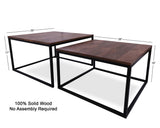 Solid Wood 2 Piece Coffee Table and Nesting Tables Set - Golden Nile