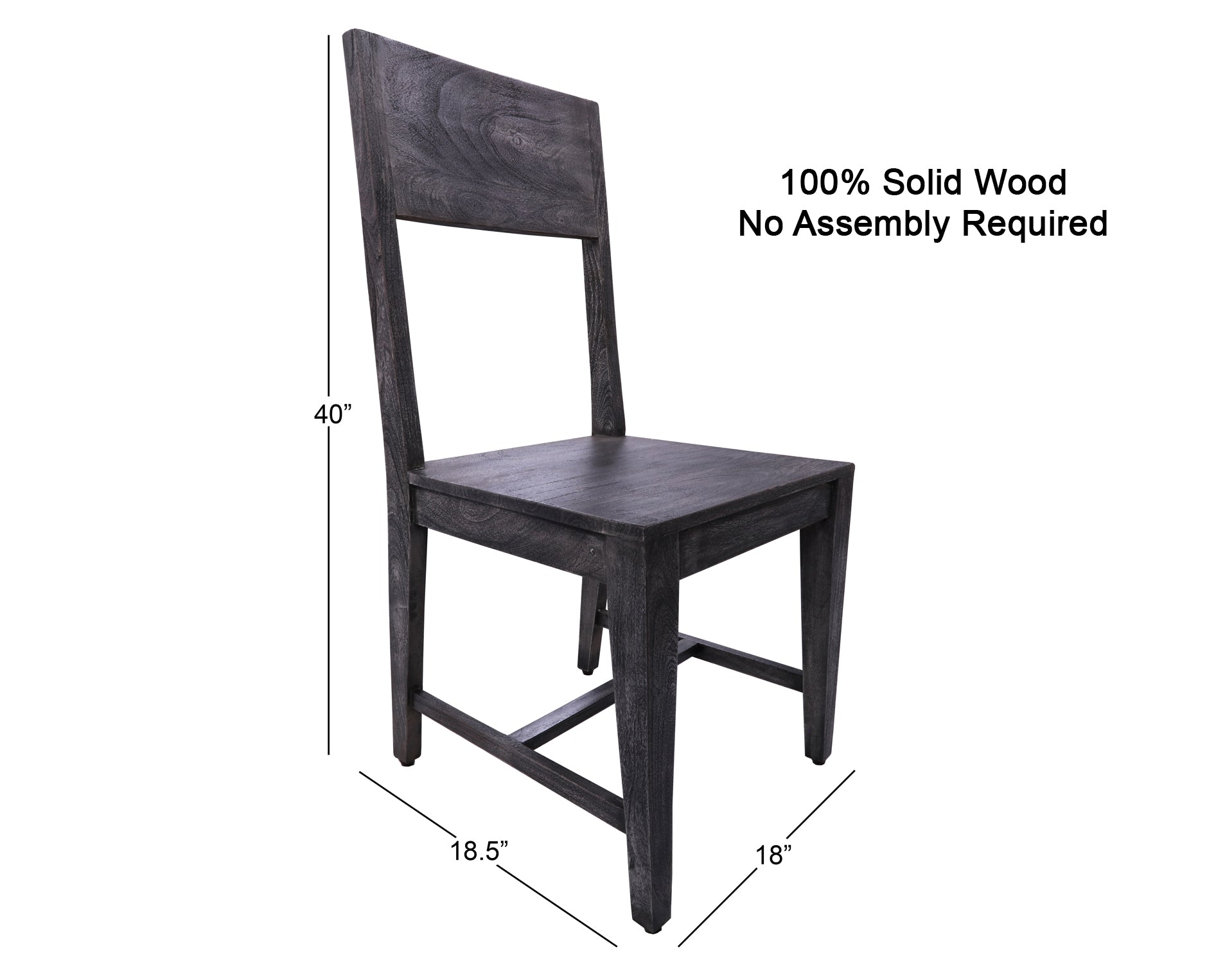 Grey Solid Wood Dining Chair Set of Two - Golden Nile