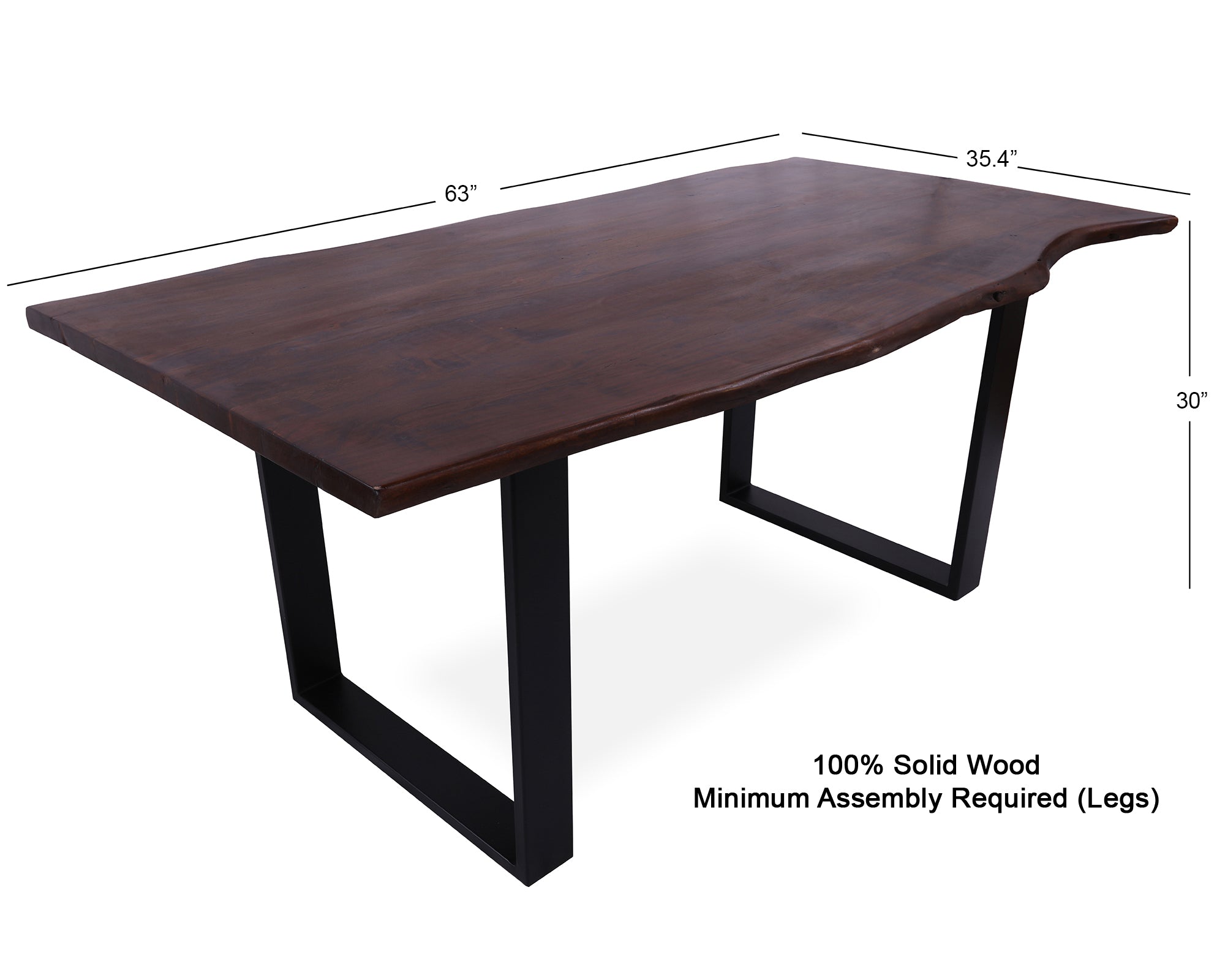 Solid Wood 5 Piece Dining Set With Metal Legs - Table, Two Bench and Two Chairs - Golden Nile