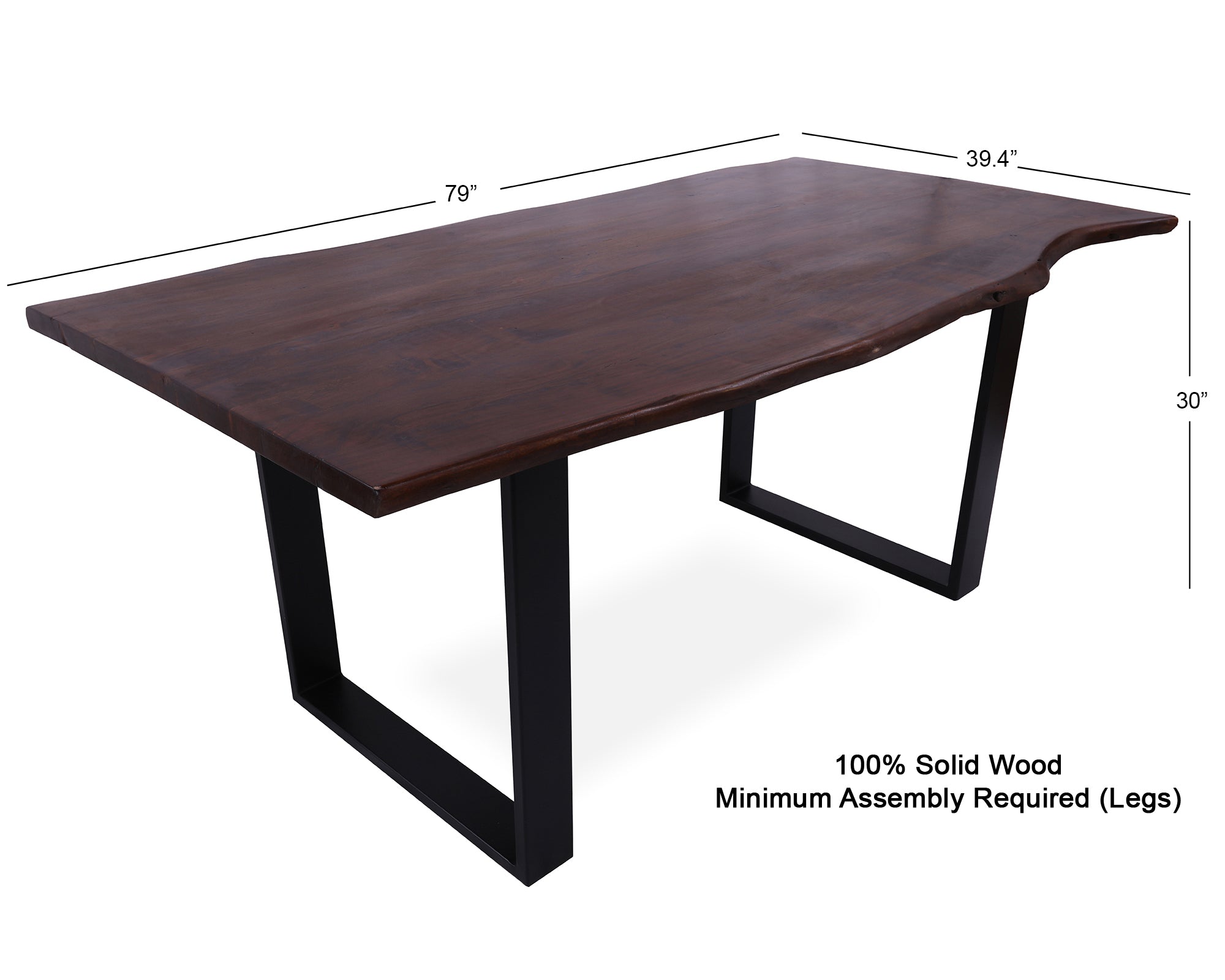 Solid Wood 3 Piece Dining Set With Metal Legs - Table And Two Bench - Golden Nile