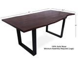 Solid Wood 5 Piece Dining Set With Metal Legs - Table, Two Bench and Two Chairs - Golden Nile