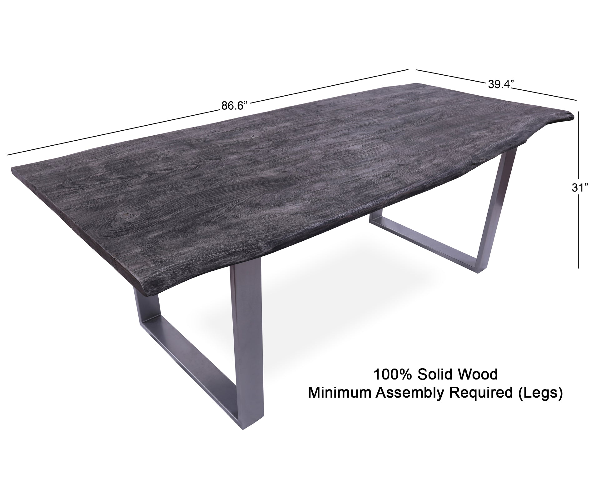 Grey Solid Wood Dining Table With Metal Legs - Golden Nile