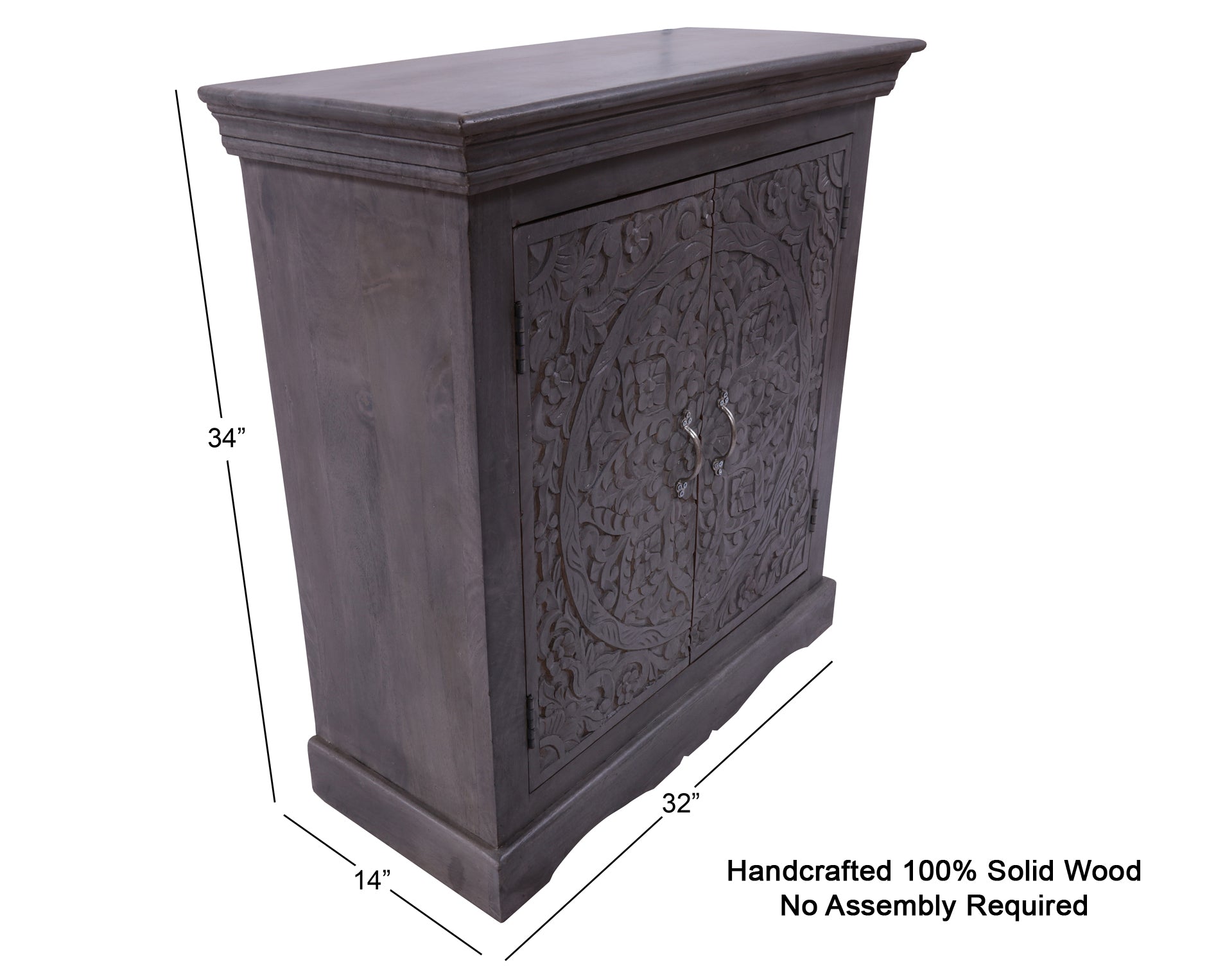 Solid Wood Handcrafted Sideboard Table 34" - Golden Nile