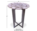 White Agate Accent Side Table Silver Base 21"H x 16"D - Golden Nile