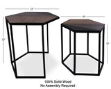 Solid Wood Nesting Coffee Table With Metal Legs - Golden Nile