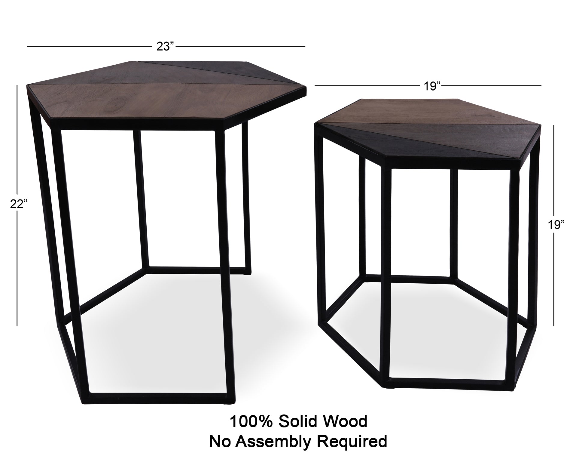 Solid Wood Nesting Coffee Table With Metal Legs - Golden Nile