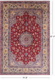 Red Fine Isfahan Hand Knotted Rug - 11' 2" X 17' 1" - Golden Nile