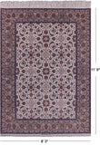 Ivory Signed Wool & Silk Persian Isfahan Rug - 8' 3" X 11' 9" - Golden Nile