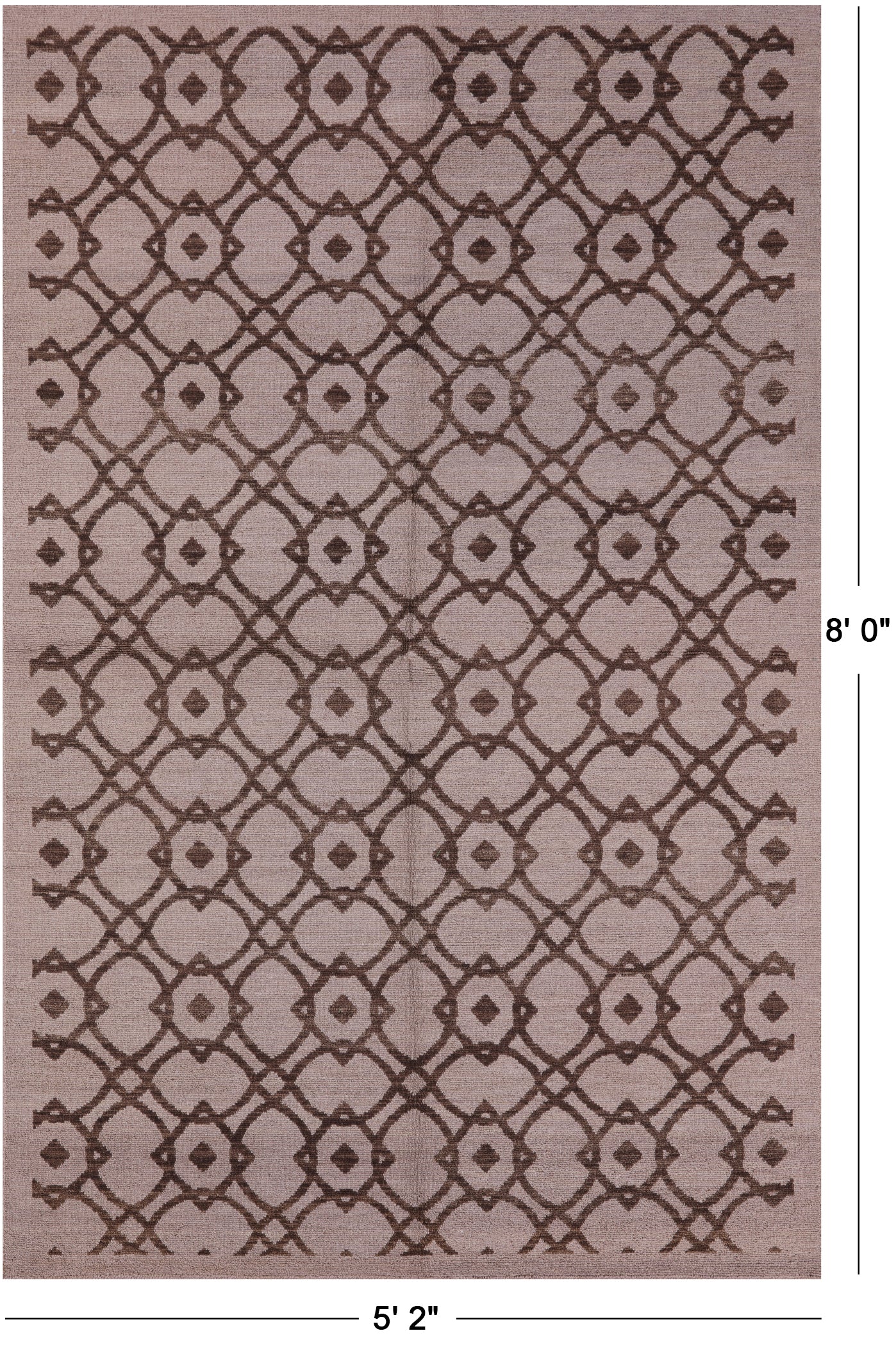 Ivory Modern Hand Knotted Wool Rug - 5' 2" X 8' 2" - Golden Nile